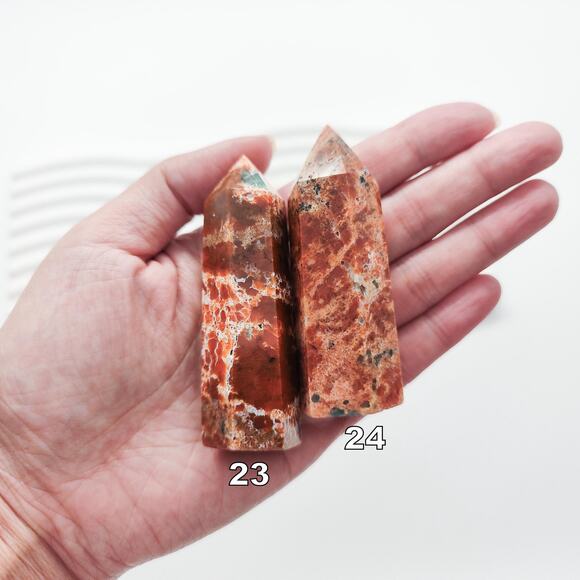 Sunstone with Blue Apatite Tower Points - Picture 9 of 9